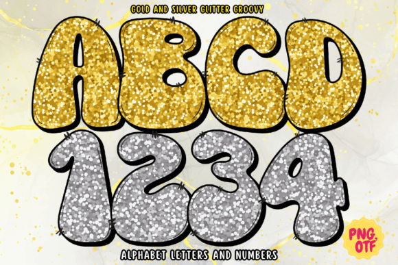 Gold and Silver Glitter Groovy Typeface for Campaigns